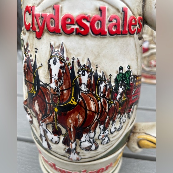 Budweiser 1983 Holiday Beer Stein Snowy Woodland Clydesdale Ceramarte Mug CS-50 - Picture 10 of 13
